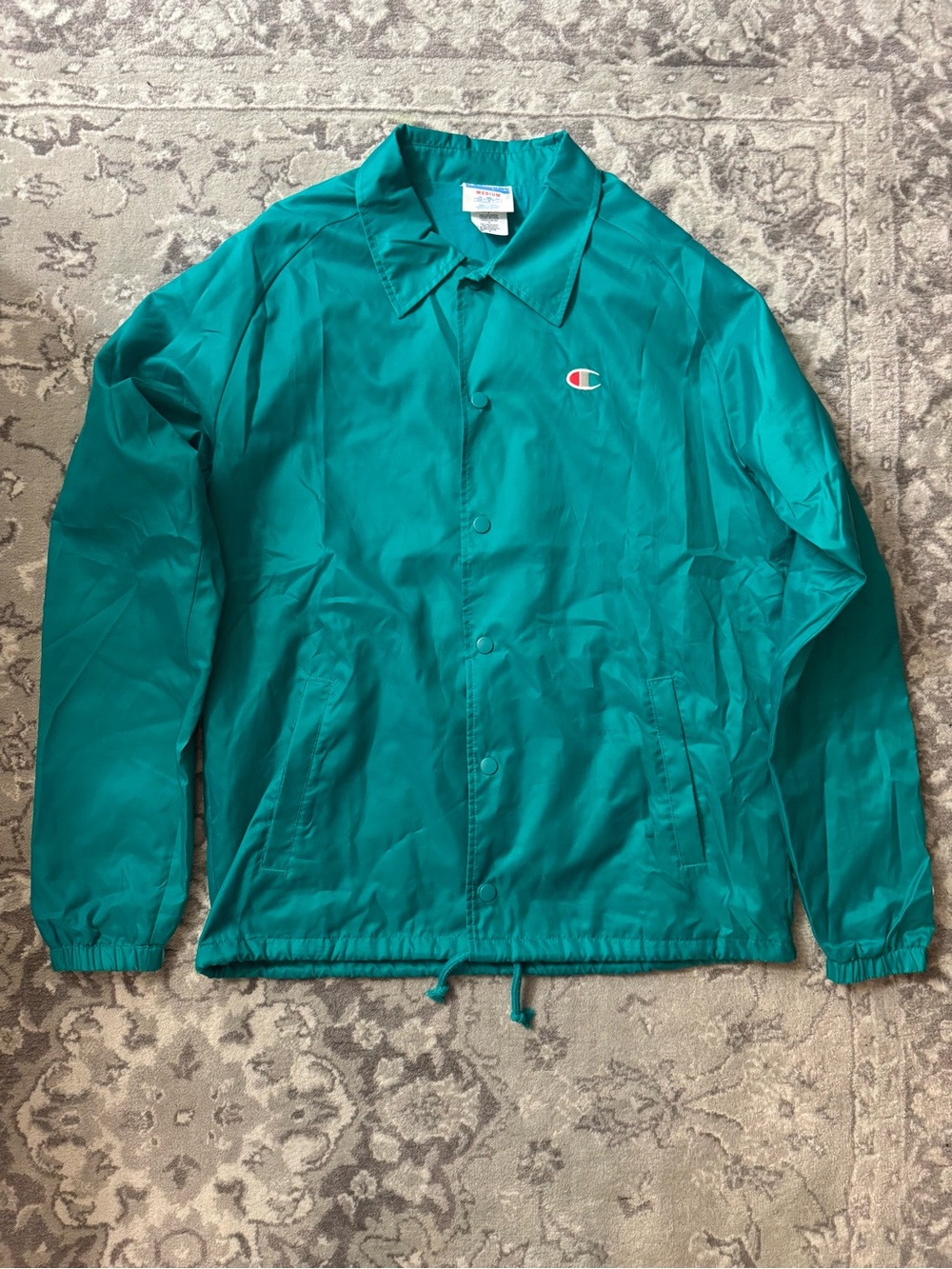 Champion Teal Green Windbreaker Jacket with Logo Tag